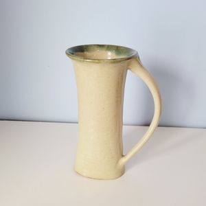 Studio Pottery Pitcher Vase Signed Hand Thrown Large Handle 8"